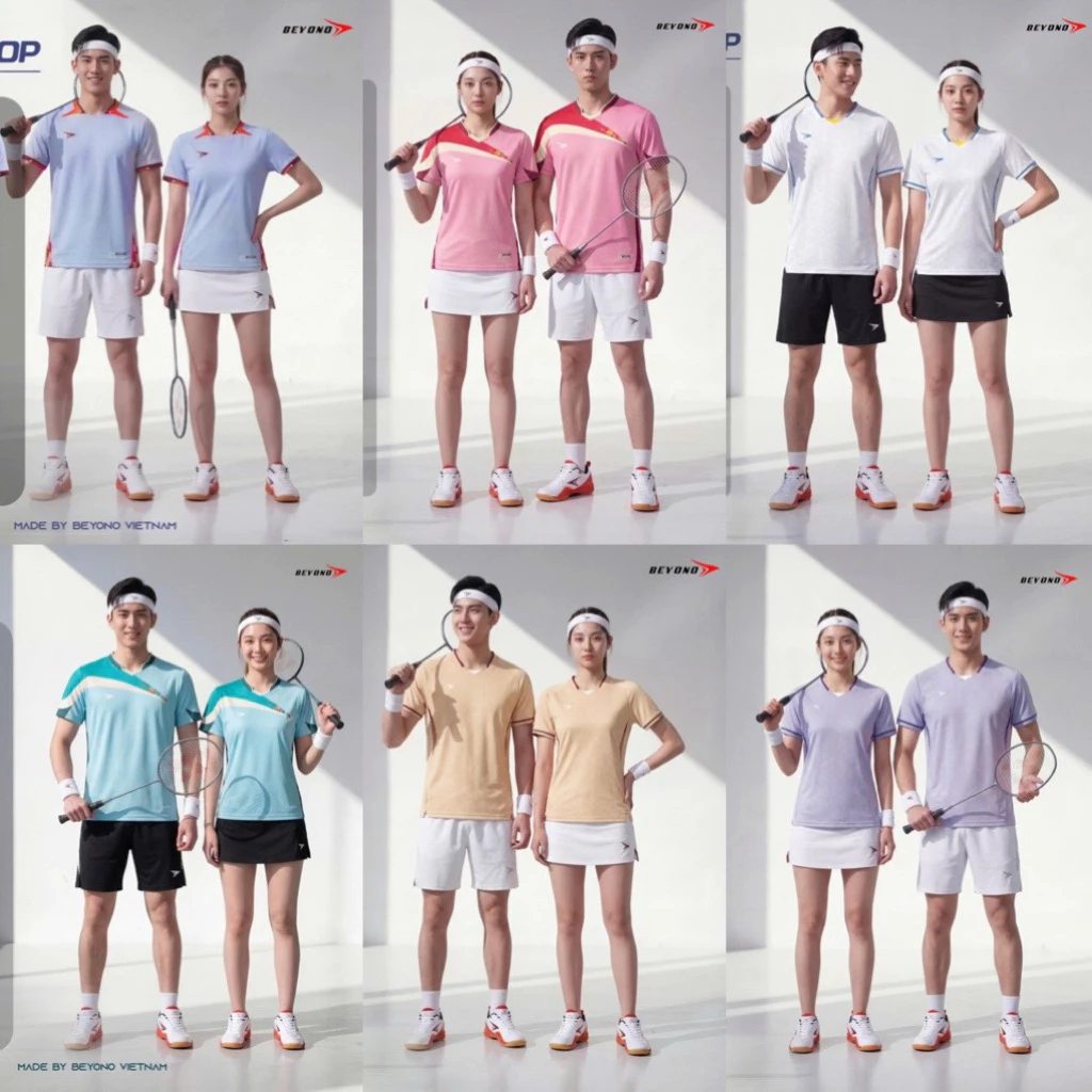 Áo thun thể thao Beyono  Top chơi cầu lông , pickleball, tennic hoạ tiết đơn giản, màu sắc nhã nhặn,chất vải thoáng khí