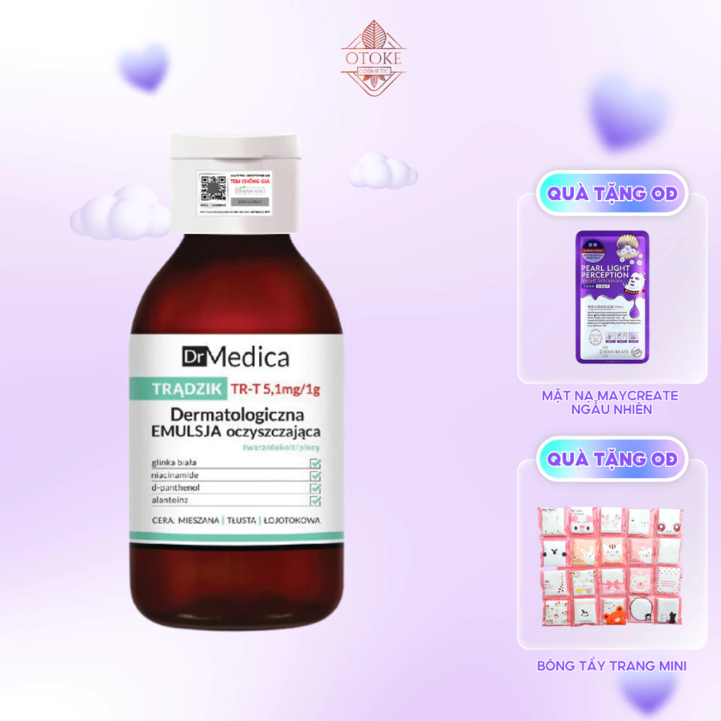 Sữa rửa mặt Bielenda Dr Medica Anti-acne Dermatological Cleansing Emulsion giảm mụn, giữ ẩm 250ml