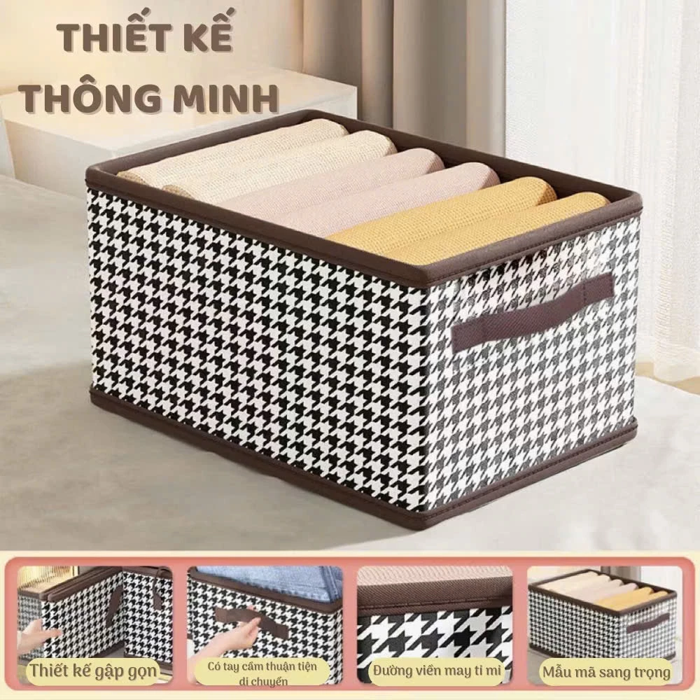 Hộp đựng quần áo khung thép gấp gọn. Giỏ đựng quần áo bằng vải, sắp xếp quần áo trong tủ