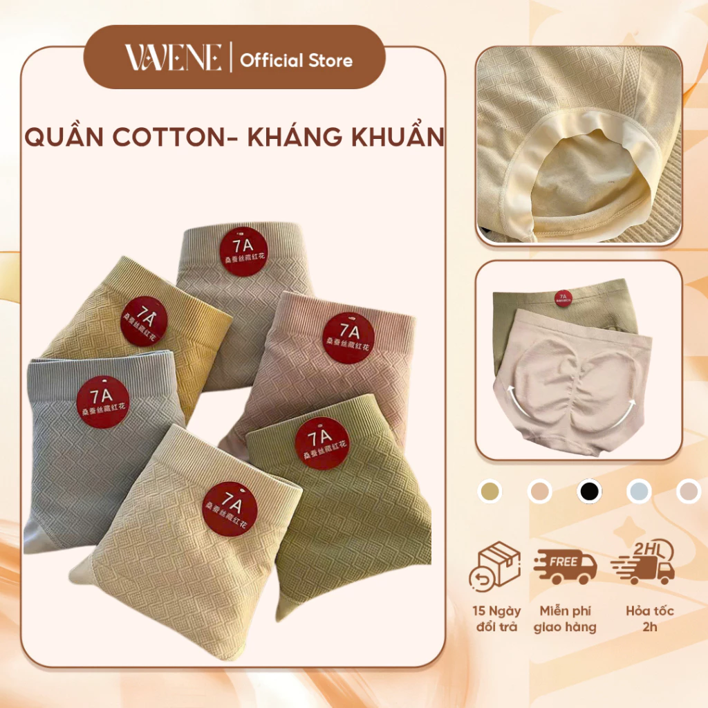 Quần lót nữ, Quần lót Vanvene cotton dệt kim kháng khuẩn Q077 mềm mát dễ mặc, co giãn 4 chiều