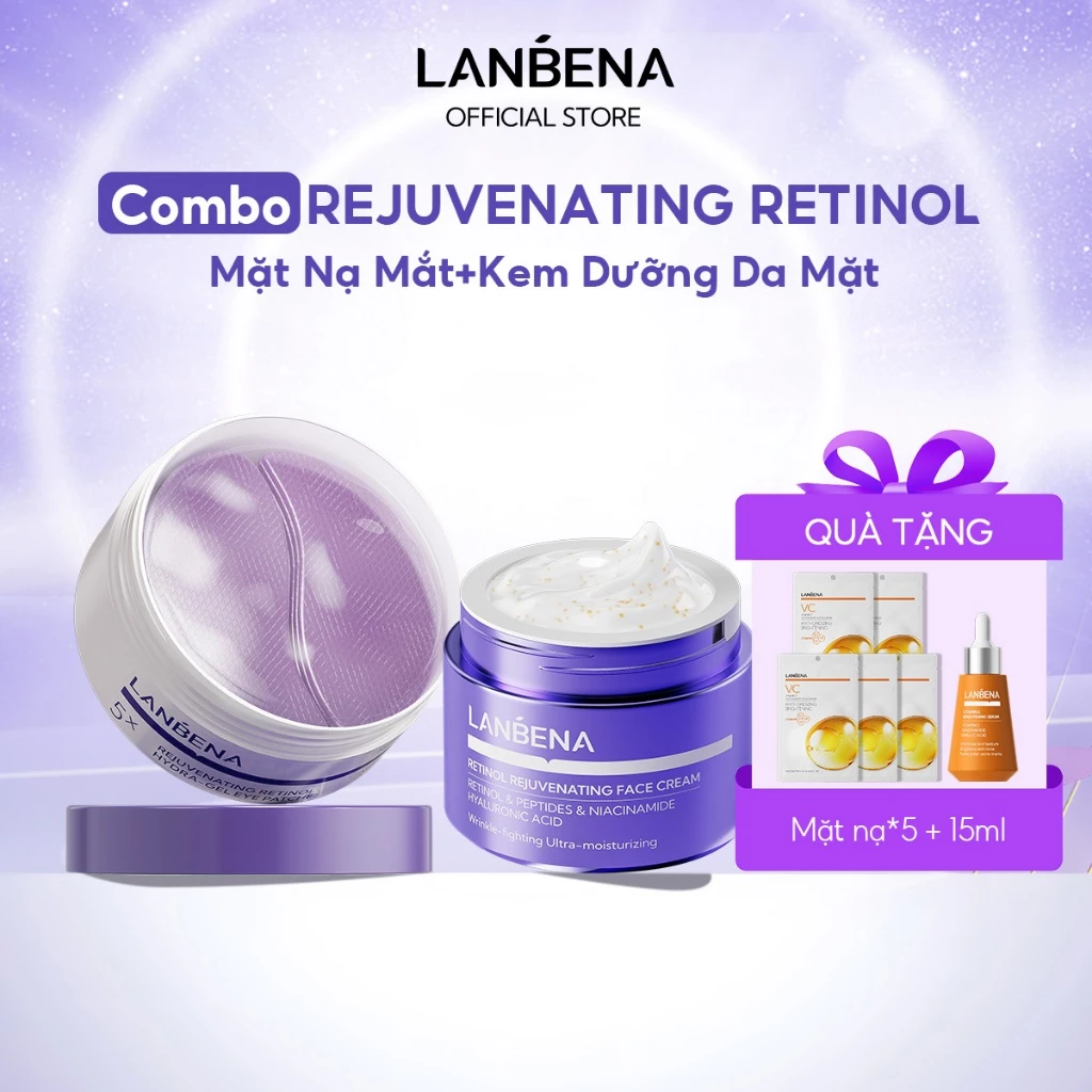 Live LANBENA Kem dưỡng da mặt Retinol+ MẶT NẠ MẮT (30g+1 hộp) -đều màu da, dưỡng ẩm mịn da, chống lão hóa Skincare