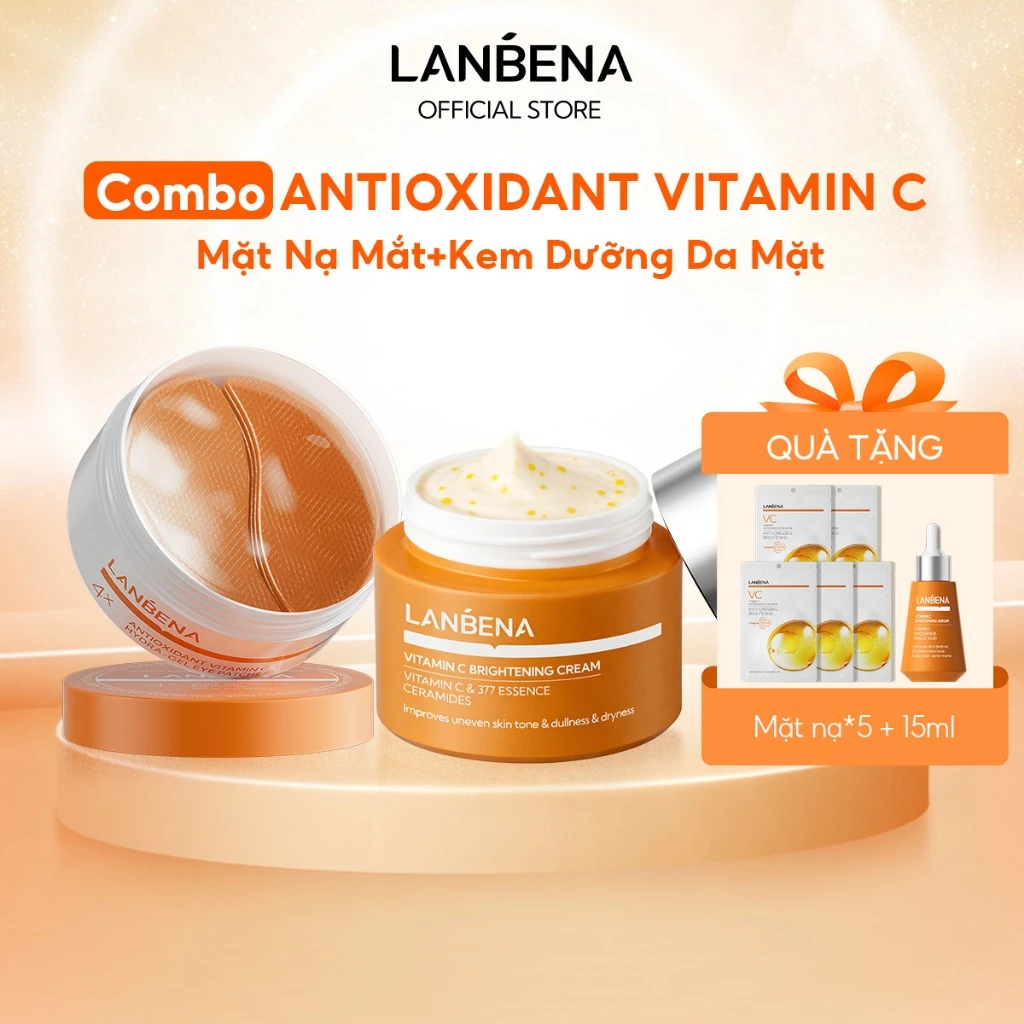 LANBENA Kem dưỡng da mặt+MẶT NẠ MẮT(30g+1 hộp)Vitamin C Niacinamide  ，Giảm Nhăn Hiệu Quả, Dưỡng Ẩm Sâu Với Skincare