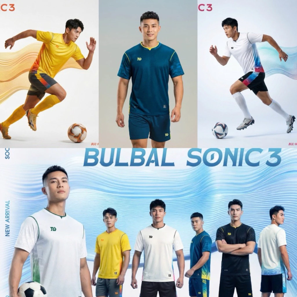 Bộ quần áo đá bóng đồ đá banh Bulbal Sonic 3 thiết kế tinh tế độc đáo, chất vải cao cấp thoáng mát