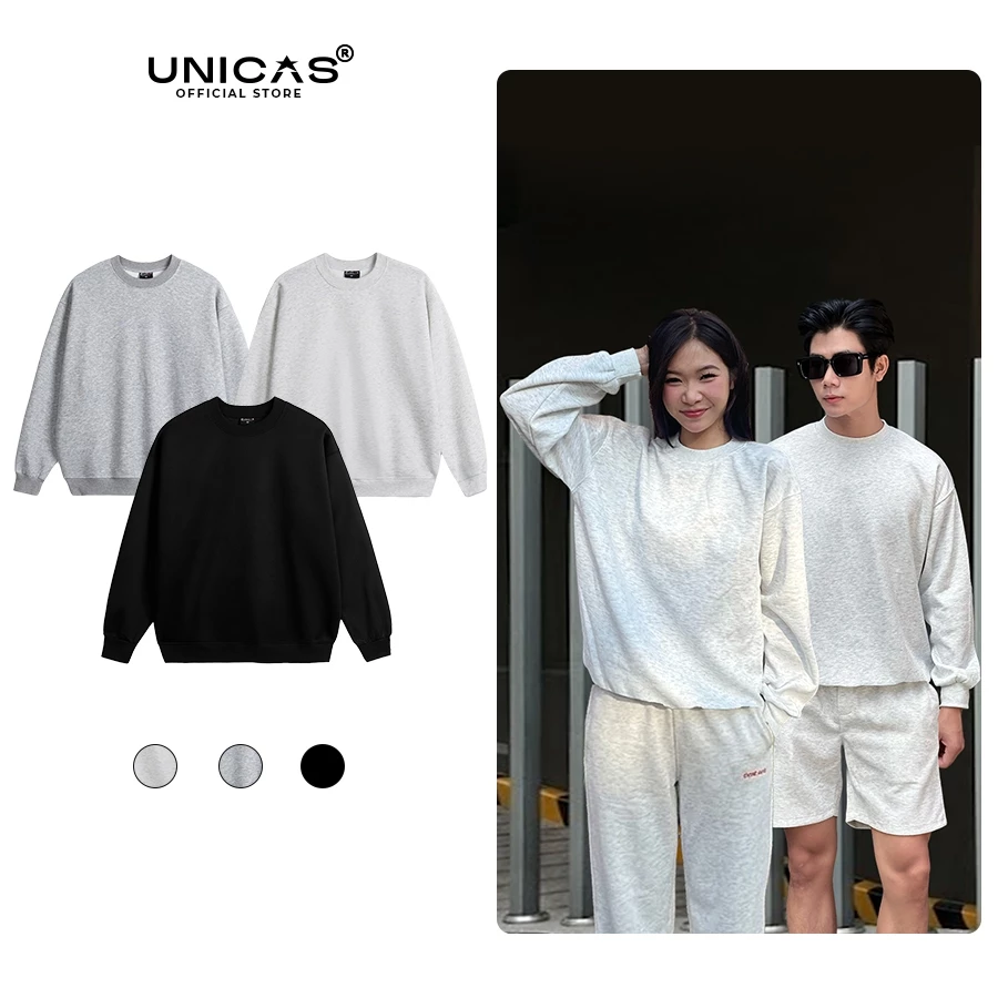 Áo Sweater Trơn UNICAS Nỉ 2 Da Cao Cấp Mềm Bên Trong Ấm Bên Ngoài Chuẩn Style Thu Đông Thời Thượng