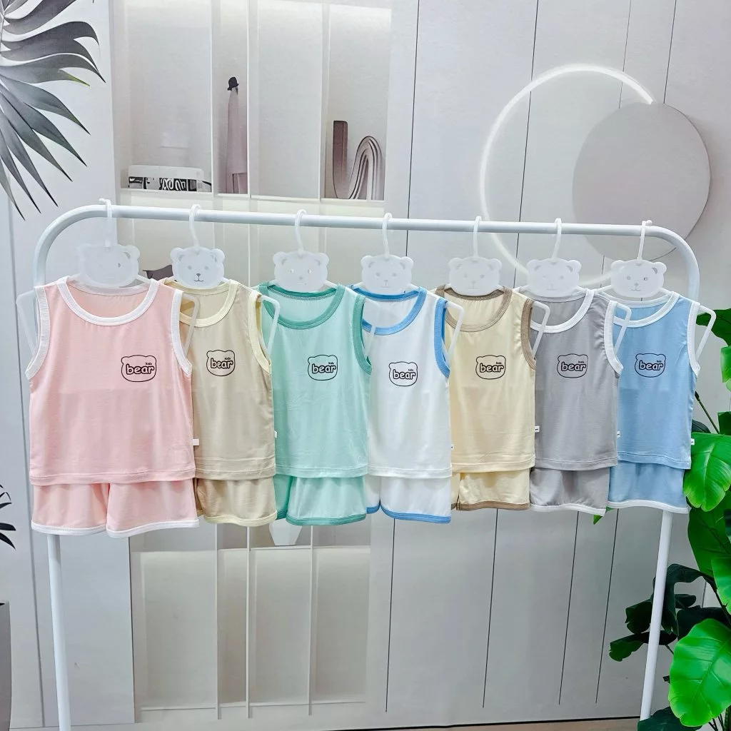 Bộ ba lỗ thun lạnh Bear Kids mềm mát mặc hè cho bé