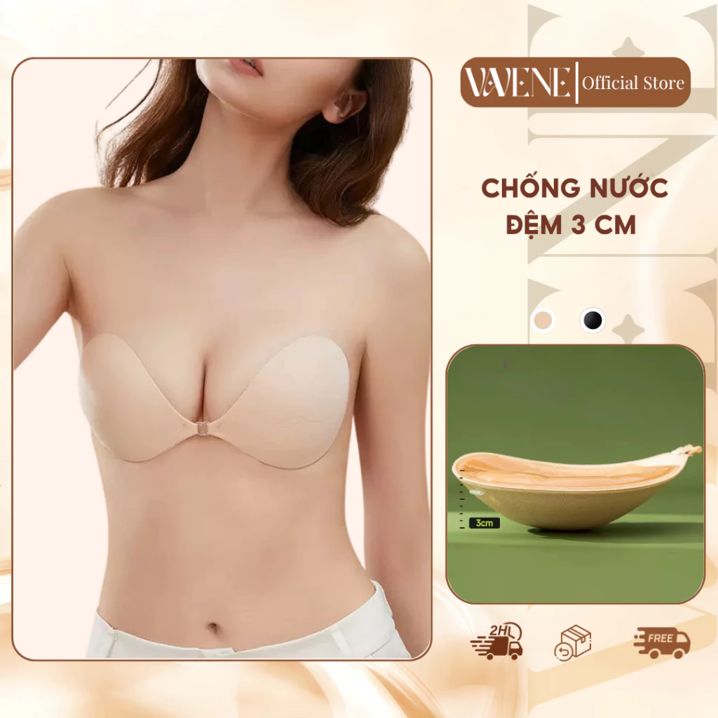Áo Dán Ngực Vanvene Áo Ngực Nữ Áo Cài Trước Tạo Khe Mút Dày 2cm, 3cm, 6cm Tặng Kèm Dây Trong Chống Tụt, Hở Lưng