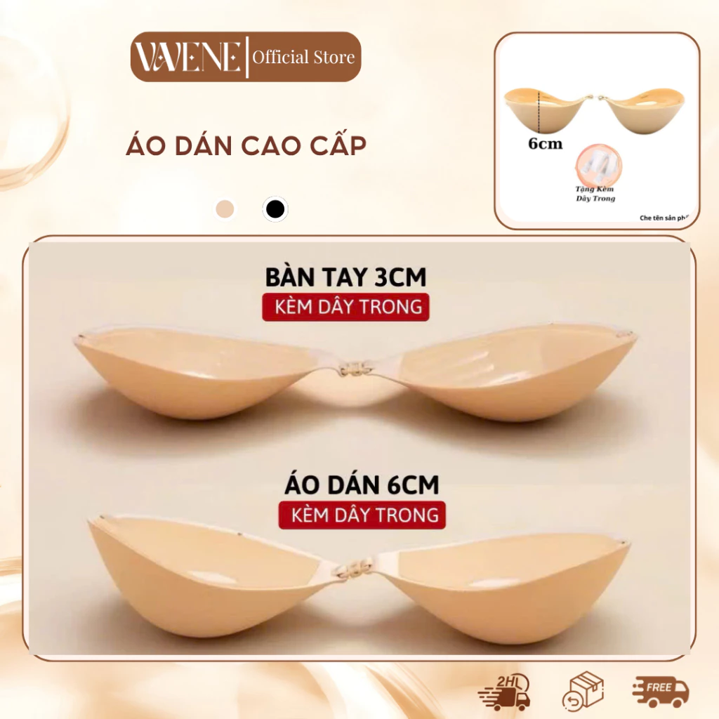 Siêu Miếng dán Ngực dày 6cm DORIS, áo dán silicon siêu chắc chống nước tái sử dụng nhiều lần