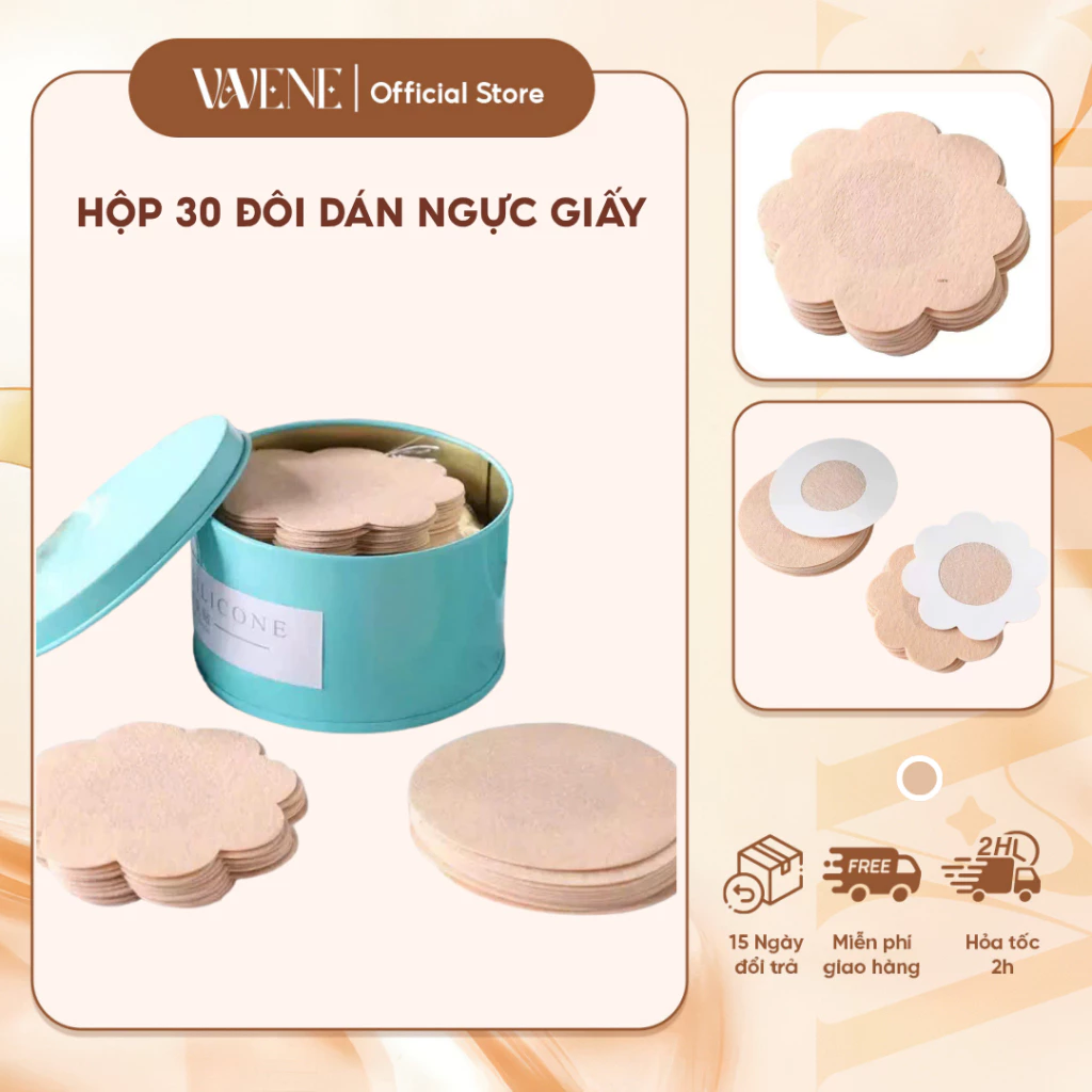 COMBO 30 đôi dán ti giấy lụa AD003, Miếng dán Vanvene phụ kiện đồ lót mặc áo hở lưng, trễ vai