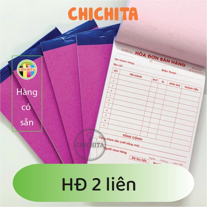 Set 2 quyển Hoá đơn bán lẻ 2 liên (100 trang)