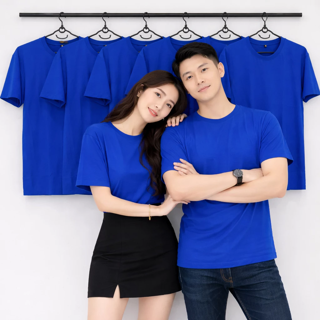 Áo Thun Trơn Andromeda Màu Xanh Dương Bích Form Vừa Cho Cả Nam Và Nữ vải Dày Đẹp Không Đổ Lông