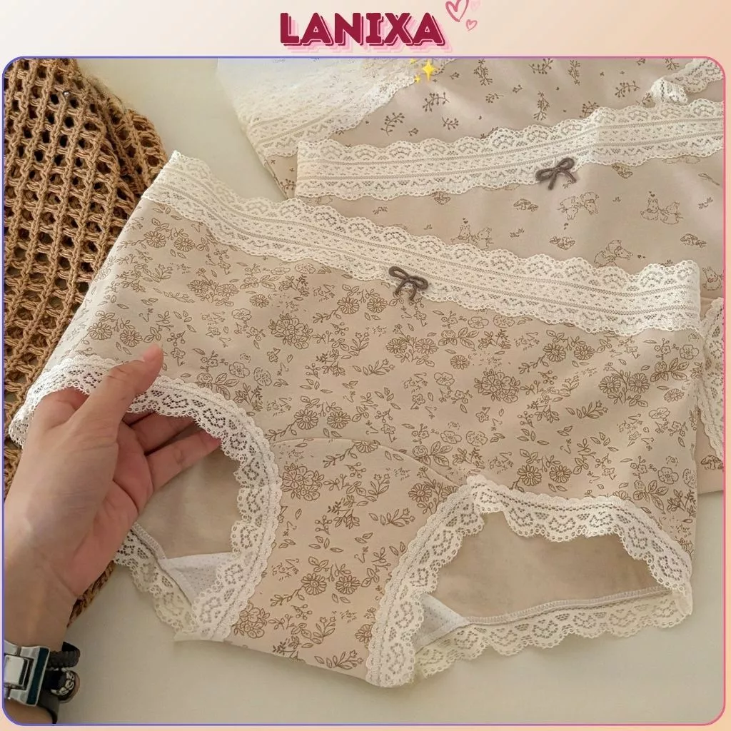 [ Xả hàng ] Quần lót nữ cotton cao cấp dáng boxer viền ren sang trọng gợi cảm co giãn linh hoạt LANXA L5918 -CB