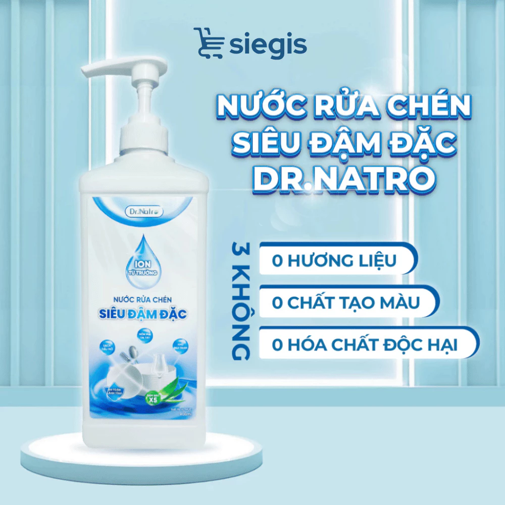 Dr Natro Nước Rửa Chén Siêu Đậm Đặc 900ml Làm Sạch Bếp, An Toàn, Lành Tính [Tặng 1 Miếng Xơ Mướp]