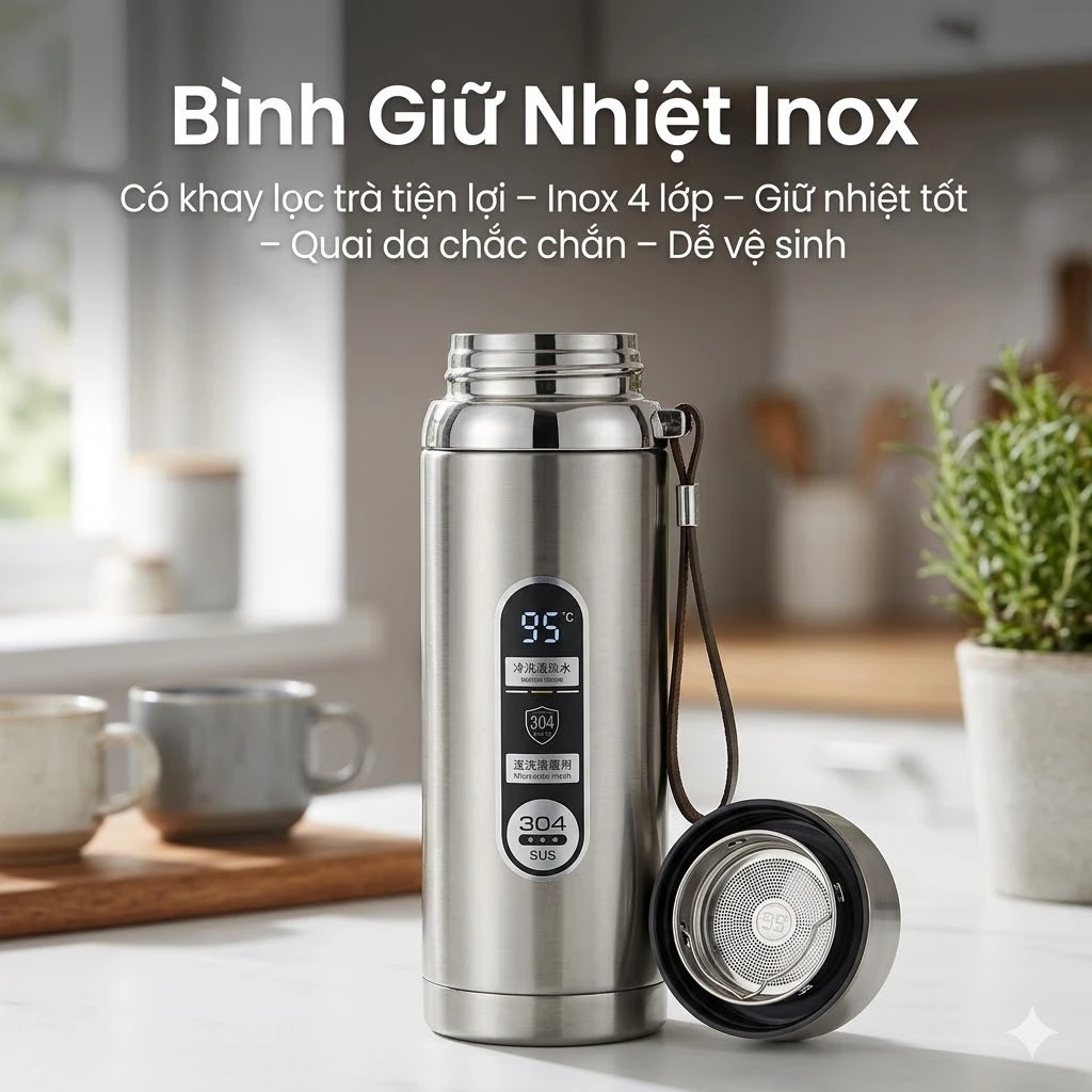 Bình Giữ Nhiệt Inox 316 Chính Hãng – Chất Liệu An Toàn, Giữ Nóng Lạnh 6–12h, Thiết Kế Hiện Đại, Phù Hợp Gia Đình