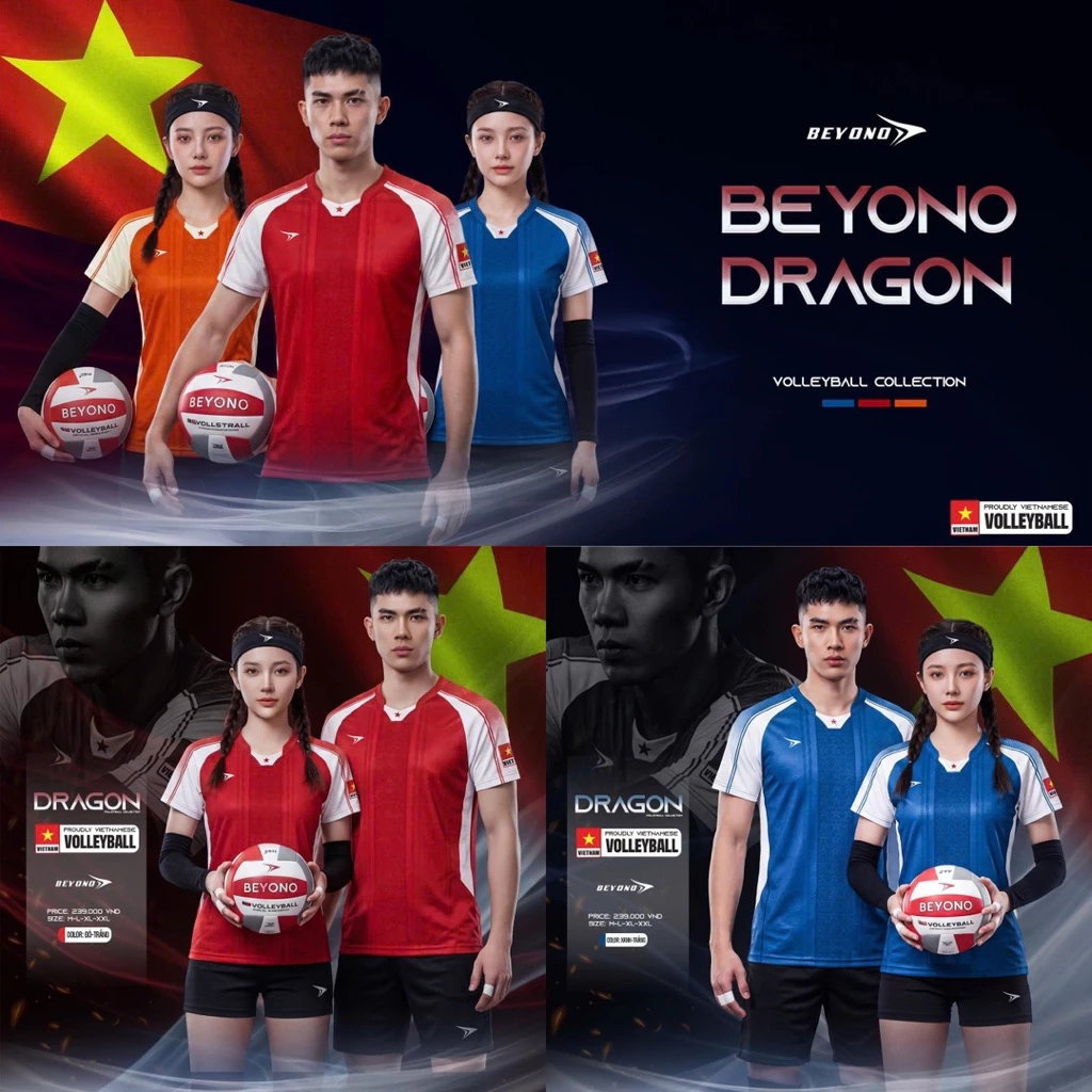 Bộ quần áo bóng chuyền  Nam nữ Beyono Dragon form chuẩn chất vải xịn, mịn, hoạ tiết ấn tượng mạnh mẽ, 2 túi tiện lợi