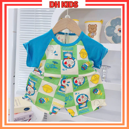 [L04] Bộ thun lạnh cộc tay siêu mềm mát in kính hình cho bé trai bé gái mặt hè từ 6 - 16kg - DH KIDS