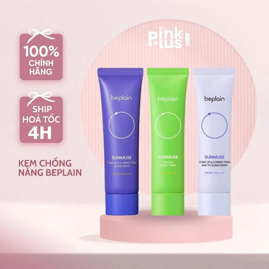 Kem chống nắng beplain Sunmuse lai Vật Lý & Hoá Học Nâng Tone & Hiệu chỉnh da SPF 50+ PA++++ 50ml