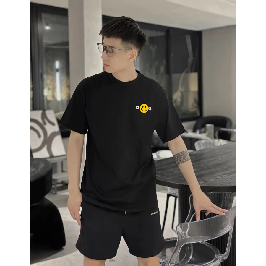 Bộ quần áo in nổi trước sau bản mới nhất đơn giản trẻ trung-bộ cộc unisex nam nữ new 2024
