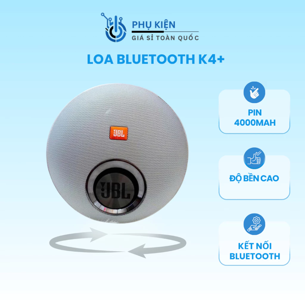 Loa Bluetooth K4+ – Loa Nghe Nhạc Mini Bass Mạnh, Kiêm Sạc Dự Phòng ,Dung lượng pin khoảng 4000mAh