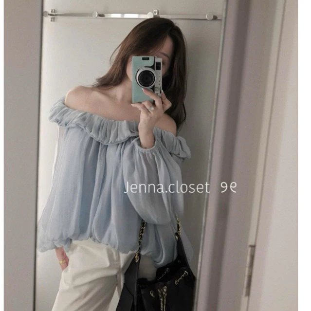 Áo trễ vai bèo nhún dáng bí bồng dài tay chất tơ nhật , Áo nữ điệu đà bánh bèo nhẹ nhàng NA325