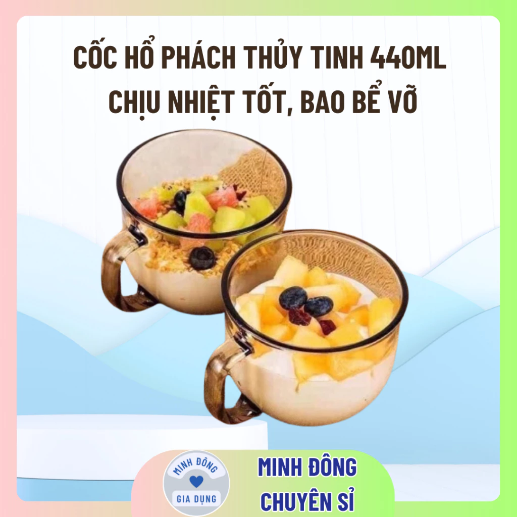 Cốc hổ phách thủy tinh 440ml to ( SỈ GIÁ ĐẸP ), Ly thủy tinh màu hổ phách 440ml to chịu nhiết rất tốt