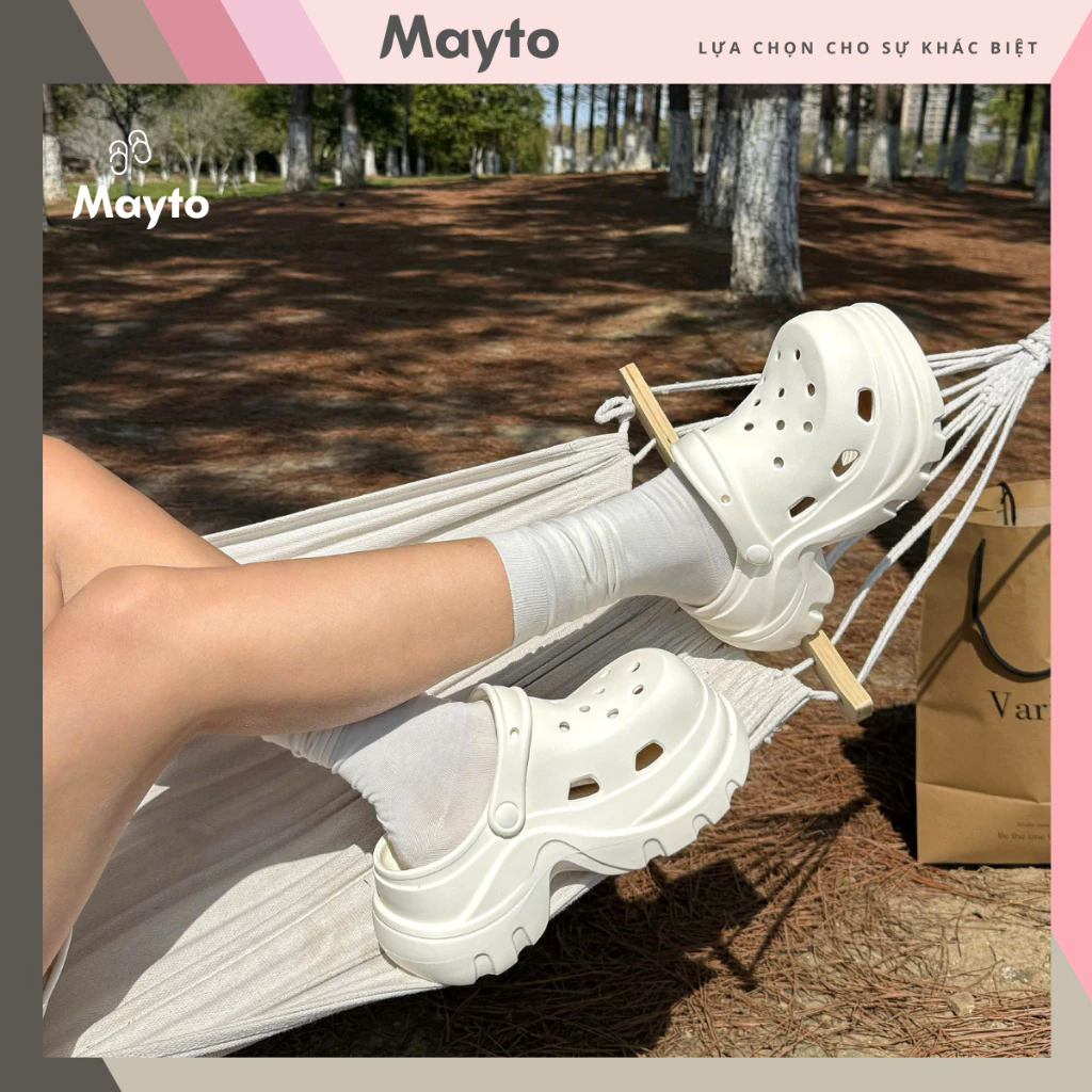Dép nữ, dép sục Mayto đế cao 7cm trơn Lucky V2 dễ thương Hàn Quốc có quai hậu CS-258
