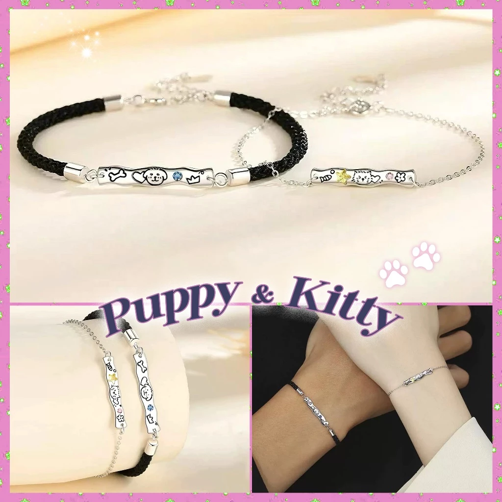 Vòng tay đôi, Vòng tay bạn thân PUPPY & KITTY [Mẫu Mới], Vòng tay cặp đôi xinh xắn dễ thương
