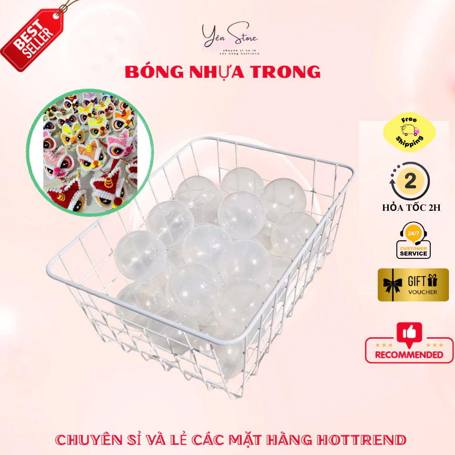 Combo 20-50 Quả Bóng Nhựa Trong Dùng Làm Đầu Lân, Đầu Thú, Đồ Handmade, Đồ Trang Trí- YENTOREDIY