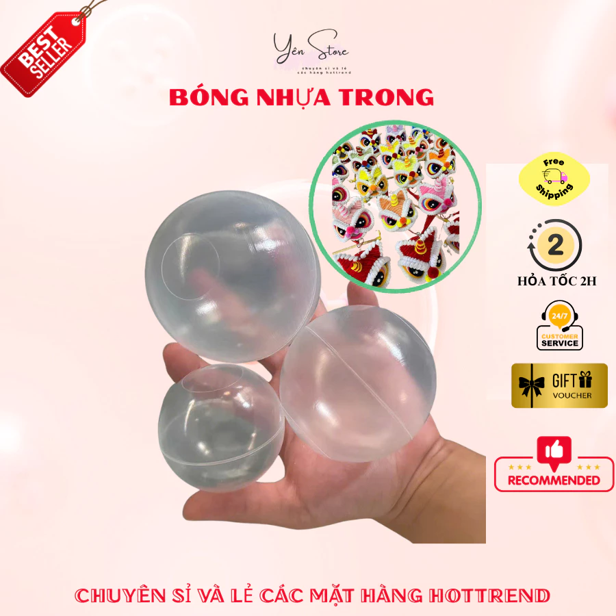 Bóng Nhựa Trong Size 5.5Cm và 8Cm Dùng Làm Đầu Lân, Đầu Thú, Làm Đồ Handmade- YENStoreDIY