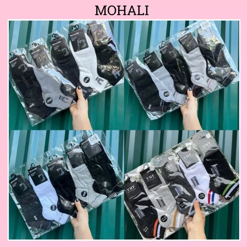 Set 5 đôi tất vớ cổ ngắn tổng hợp mẫu nam cotton kháng khuẩn thấm hút mô hôi tốt MOHALI SVN029