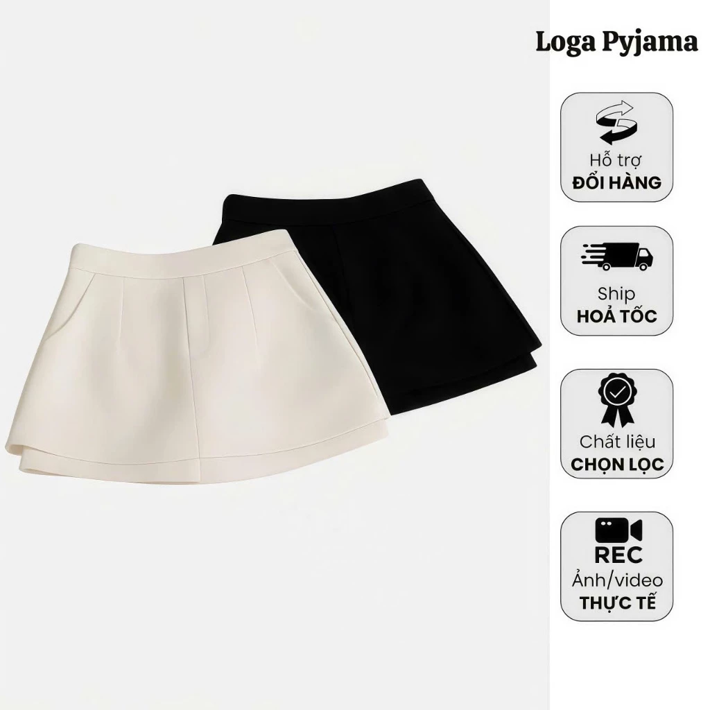 Quần váy nữ thiết kế cạp cao tiểu thư, chân váy nữ mặc hè chữ A dáng ngắn Loga Store_L206