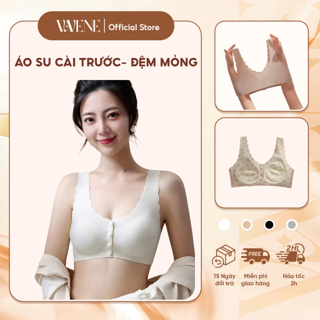 [BIG SIZE] Áo lót nữ Vanvene, Bra BR255 su gân tăm mềm mỏng cài trước dành bà bầu cho con bú chống chảy xệ và mặc thường