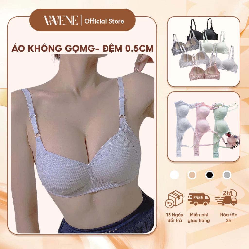 Áo Lót Vanvene, áo ngực AL356 Không Gọng đệm mỏng 0.5cm, chất cotton Mềm Mại phom Ôm Ngực