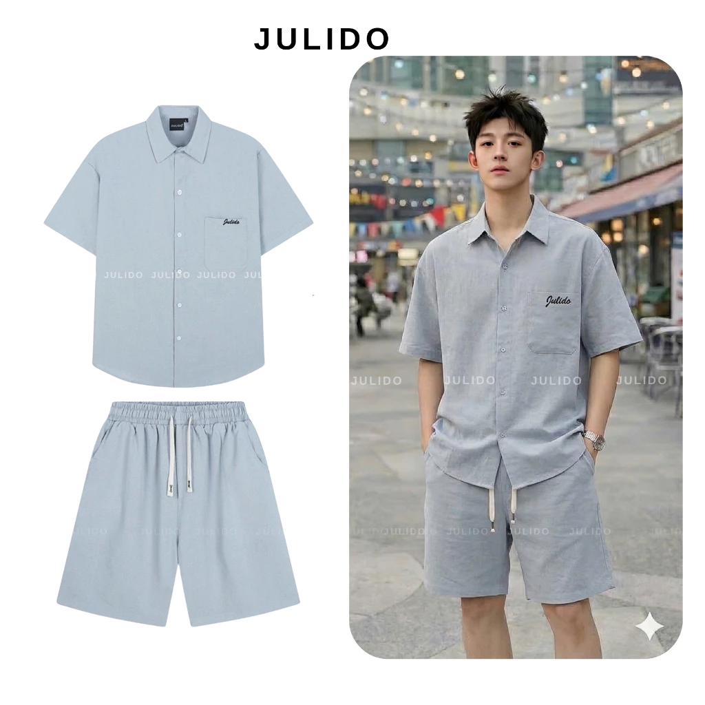 Bộ sơ mi nam cao cấp JULIDO, quần áo nam chất thun lạnh co dãn vận động thoải mái