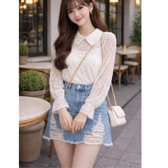 Quần Váy Jean Ngắn Phom Chữ A Có Quần Trong Thời Trang BigSize MoliJeans 009 0012