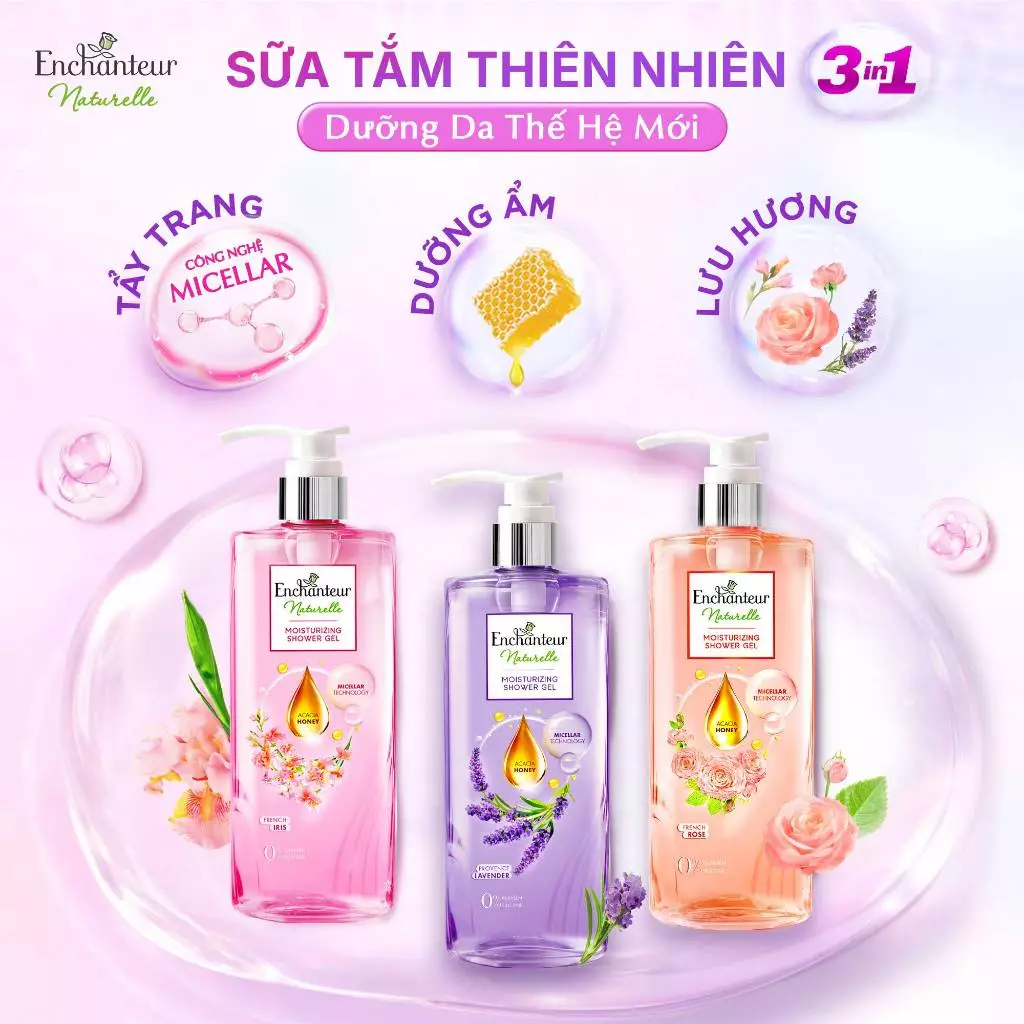 [KOL x Enchanteur]  Sữa tắm dưỡng da thiên nhiên Enchanteur Naturelle 510g tặng 1 chai ST 250g (mùi ngẫu nhiên)