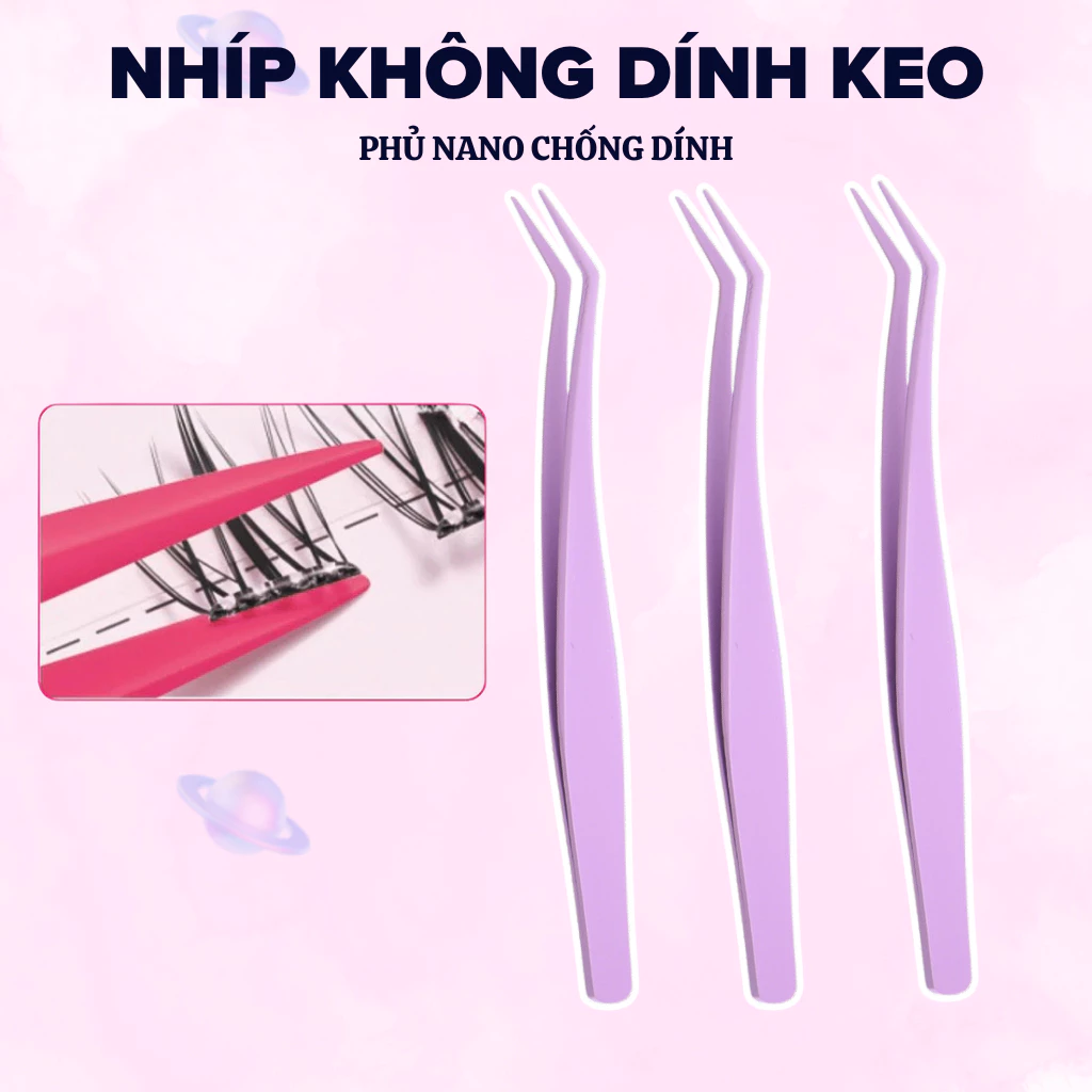 Nhíp Gắp Mi Không Dính Keo Phủ NaNo Chống Dính Keo