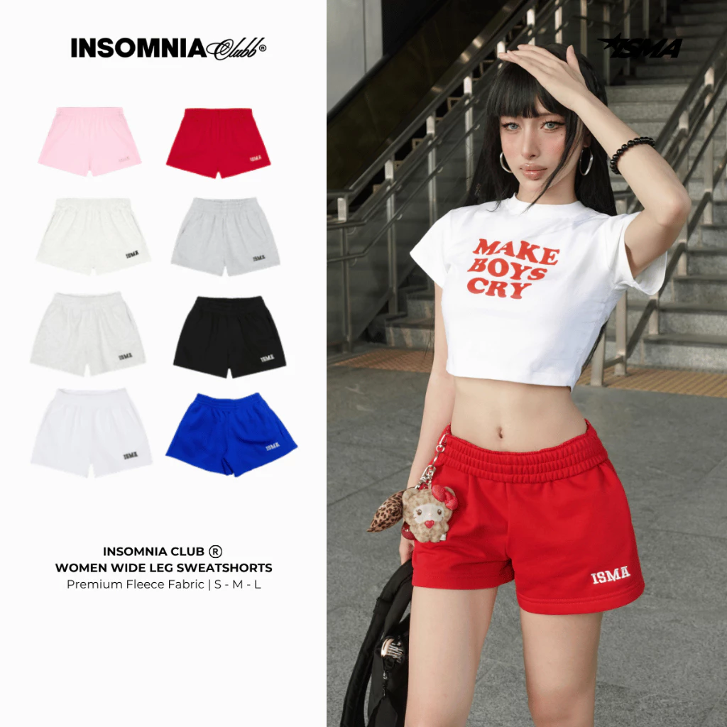 [NEW COLOR] Quần Đùi Nữ Nỉ Bông INSOMNIA Ống Rộng Thoải Mái - PS014
