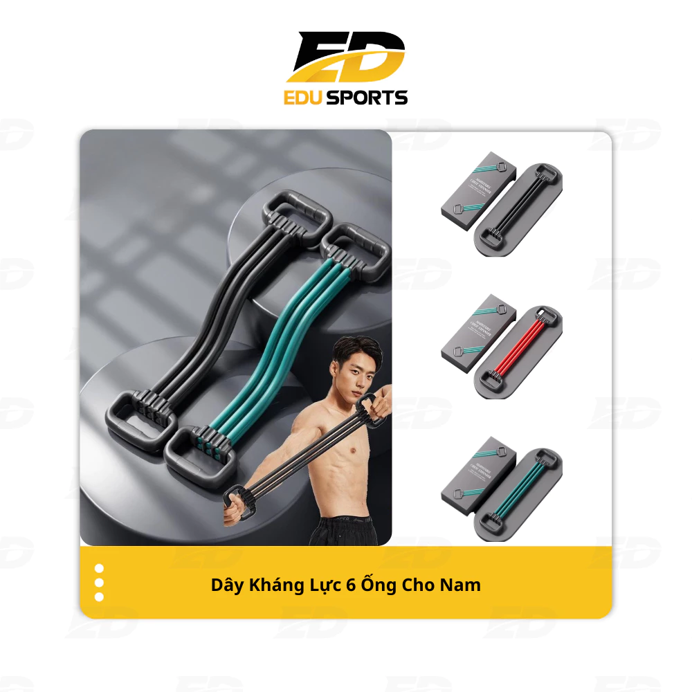 Dây Kháng Lực 6 Ống Cao Cấp Tập Gym Tại Nhà Tập Bụng, Ngực, Vai, Lưng Cho Nam Nữ
