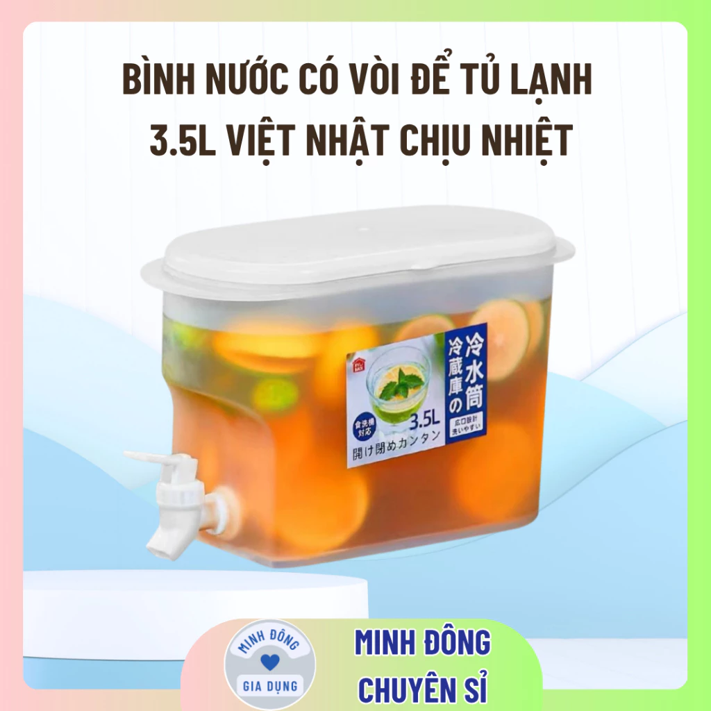 Bình nước có vòi để tủ lạnh 3.5l việt nhật chịu nhiệt, Bình đựng nước có vòi để tủ lạnh 3.5l cao cấp