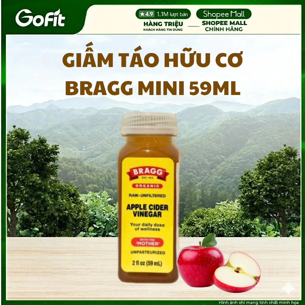 [Hàng Tặng Không Bán] Giấm Táo Hữu Cơ Bragg Chai Mini 59ml
