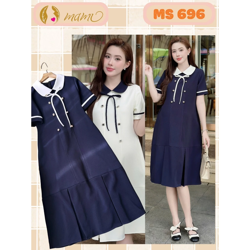 Đầm váy bầu công sở thiết kế MAMI MS273 chất chéo ý phù hợp mẹ bầu mặc đi làm đi chơi thiết kế lịch sự trẻ trung