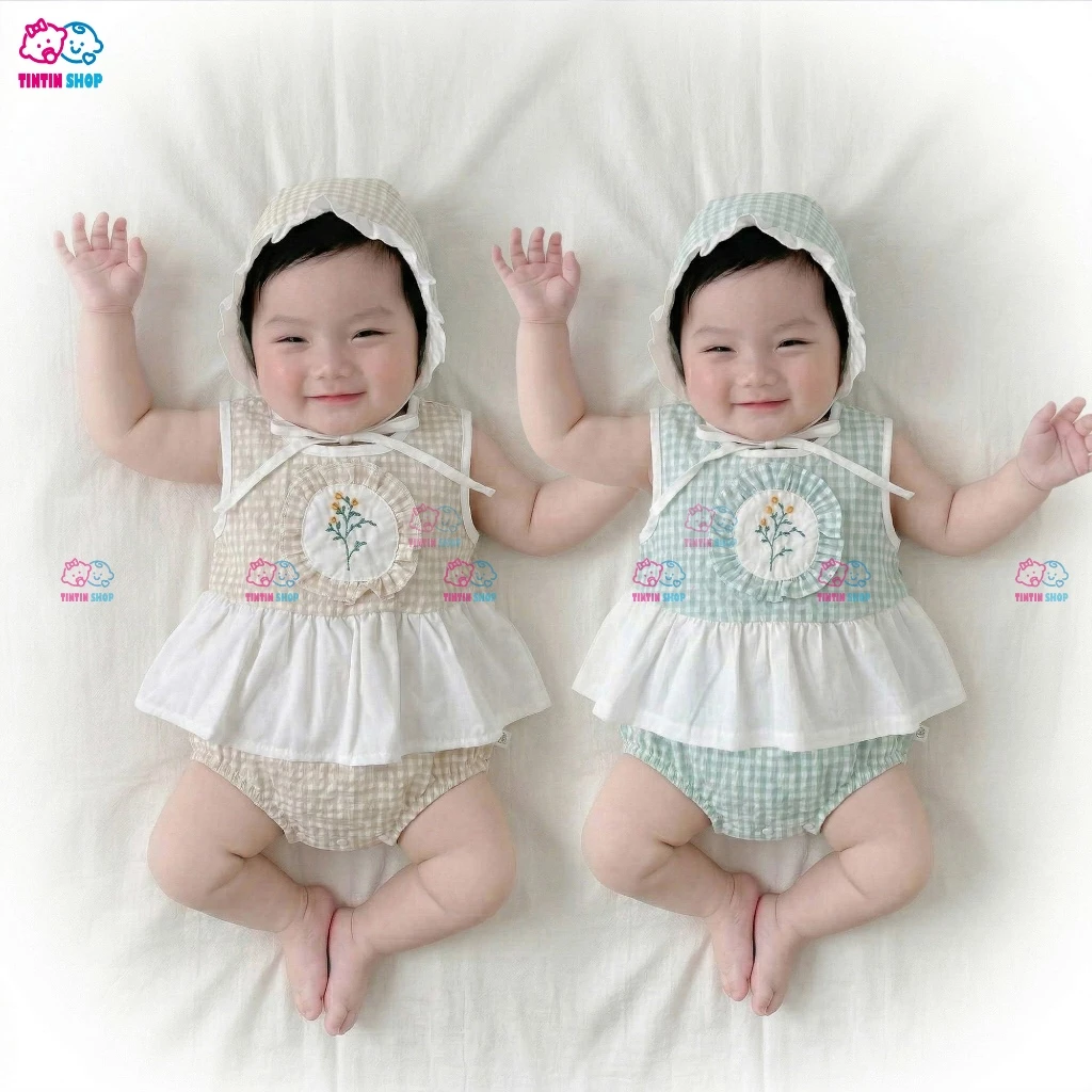 [Tặng mũ] Body chip váy cho bé gái Bodysuit Áo liền quần bé gái sơ sinh Váy liền chip cho bé SLH282