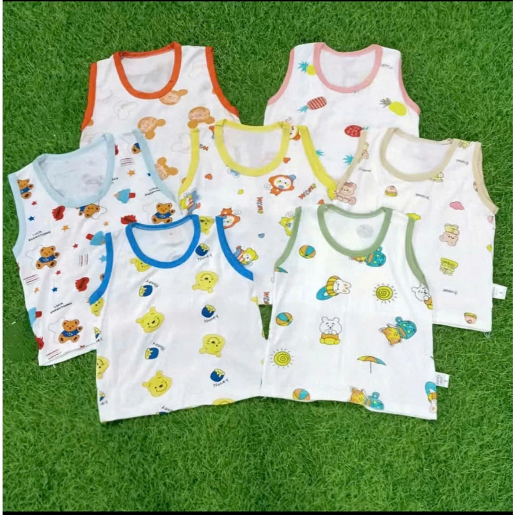 [A226 Mềm Mát] Áo Ba Lỗ Nền Trắng Họa Tiết Chât Vải Thun Lạnh Mềm Mát,  In Hình Con Vật Đáng Yêu Cho Bé Trai Bé Gái