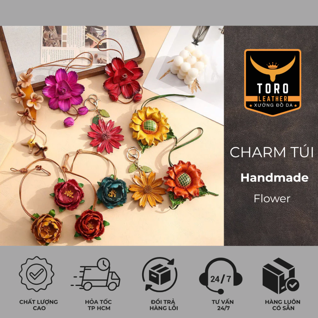 CHARM Handmade Flower (Hàng có sẵn HCM) - Charm túi xách hot trend