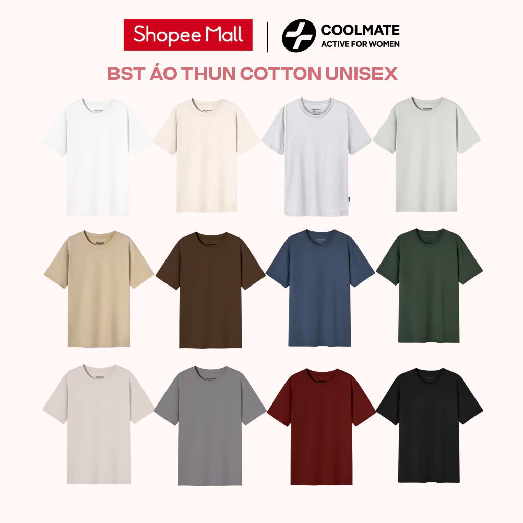 [369K TẶNG QUÀ]Áo Thun Unisex Nam Nữ Cotton 220GSM mềm mại Coolmate Active For Women