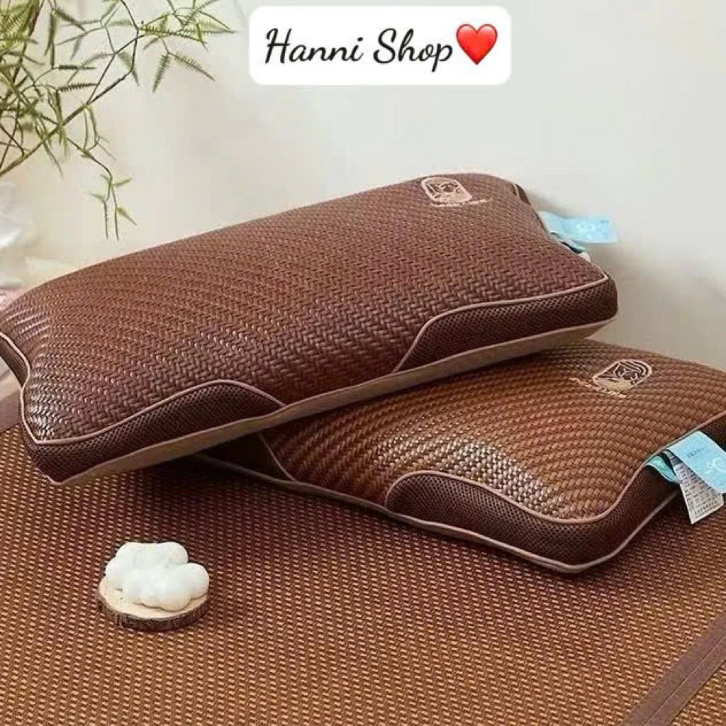 Gối Mây Đan Cao Cấp 35* 55cm Kèm Ruột Gối , Thiết Kế Mây Đan Xen Kẽ Tạo Lỗ Thoáng Mát Giúp Giấc Ngủ Ngon Hơn