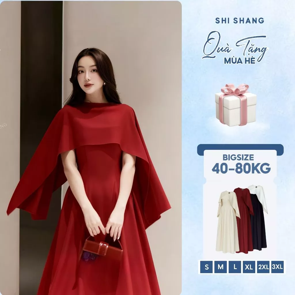 [𝐂𝐚𝐨 𝐂ấ𝐩] Váy đầm dự tiệc hai dây kèm áo choàng ngoài, đầm thiết kế SHI SHANG chiết eo tôn dáng có Bigsize