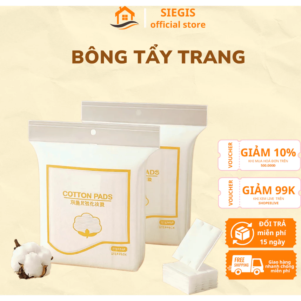 Combo 3 Túi Bông Tẩy Trang DIDOOGLT 222 Miếng – Cotton 3 Lớp Mềm Mịn, Không Xơ, Thấm Hút Tốt