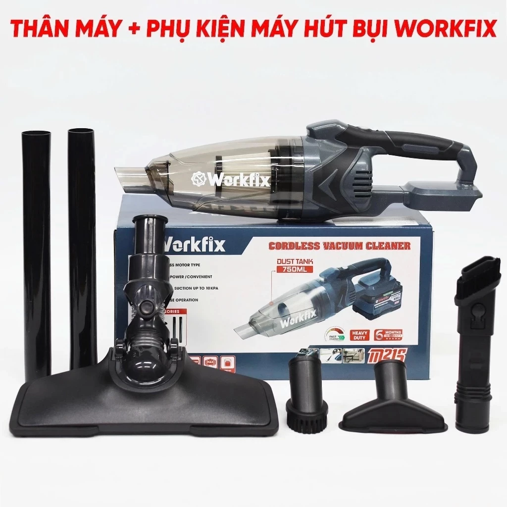 Máy Hút Bụi Workfix WF-VC01BL, Dung Tích 750ml Siêu Khỏe 100% Lõi Đồng, Chuyên Hút Bụi, Rác