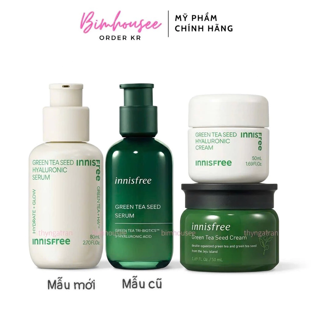 Tinh chất Serum Kem dưỡng Trà xanh Innisfree Green Tea Seed hoa anh đào Cherry Blossom Jelly Cream INNISFREE